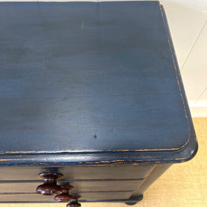 A Dark Blue English Pine Chest of Drawers Dresser c1890