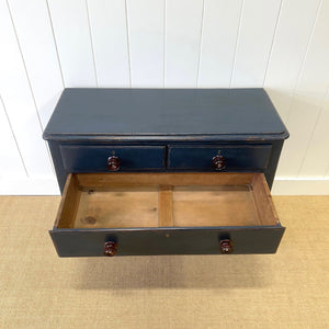 A Dark Blue English Pine Chest of Drawers Dresser c1890