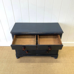 A Dark Blue English Pine Chest of Drawers Dresser c1890