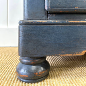 A Dark Blue English Pine Chest of Drawers Dresser c1890