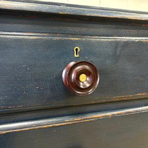A Dark Blue English Pine Chest of Drawers Dresser c1890