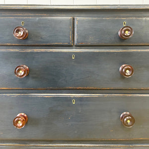 A Dark Blue English Pine Chest of Drawers Dresser c1890