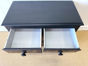 An Antique English Ebonized and Gold Chinoiserie Black Chest of Drawers Dresser c1890
