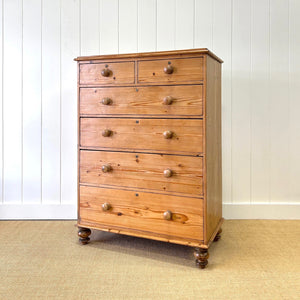 A Tall 19th Century English Pine Chest of Drawers/Dresser