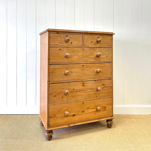 A Tall 19th Century English Pine Chest of Drawers/Dresser