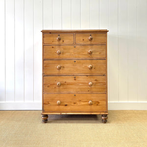 A Tall 19th Century English Pine Chest of Drawers/Dresser