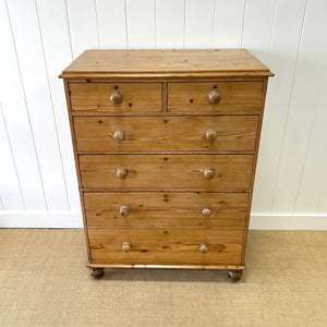 A Tall 19th Century English Pine Chest of Drawers/Dresser