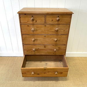 A Tall 19th Century English Pine Chest of Drawers/Dresser