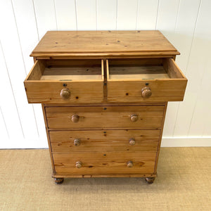 A Tall 19th Century English Pine Chest of Drawers/Dresser