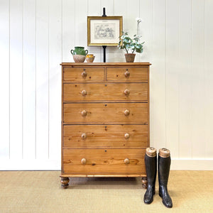 A Tall 19th Century English Pine Chest of Drawers/Dresser
