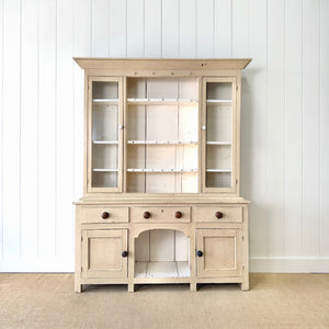 A Early 19th Century English Painted Pine Kitchen Cabinet or Hutch