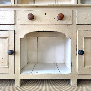 A Early 19th Century English Painted Pine Kitchen Cabinet or Hutch