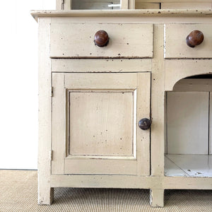 A Early 19th Century English Painted Pine Kitchen Cabinet or Hutch