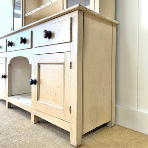 A Early 19th Century English Painted Pine Kitchen Cabinet or Hutch