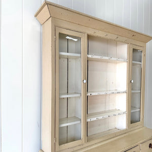 A Early 19th Century English Painted Pine Kitchen Cabinet or Hutch