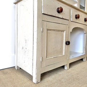 A Early 19th Century English Painted Pine Kitchen Cabinet or Hutch