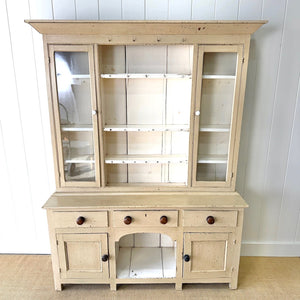 A Early 19th Century English Painted Pine Kitchen Cabinet or Hutch
