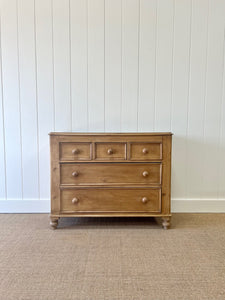 An Antique English Pine Chest of Drawers Dresser with Wood Knobs c1890