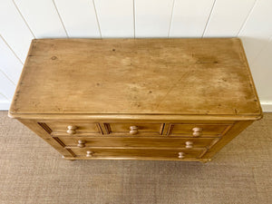 An Antique English Pine Chest of Drawers Dresser with Wood Knobs c1890