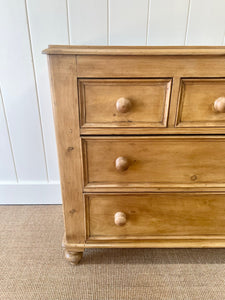 An Antique English Pine Chest of Drawers Dresser with Wood Knobs c1890