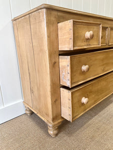 An Antique English Pine Chest of Drawers Dresser with Wood Knobs c1890