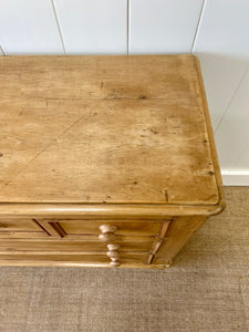 An Antique English Pine Chest of Drawers Dresser with Wood Knobs c1890