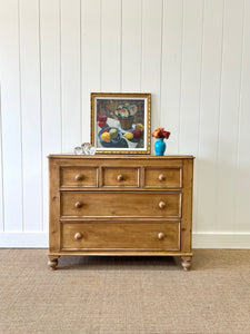 An Antique English Pine Chest of Drawers Dresser with Wood Knobs c1890