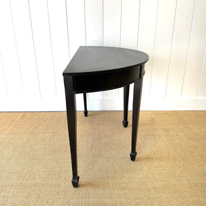 Antique English Ebonized Demi Lune Side Table