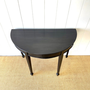 Antique English Ebonized Demi Lune Side Table
