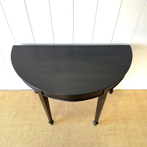 Antique English Ebonized Demi Lune Side Table