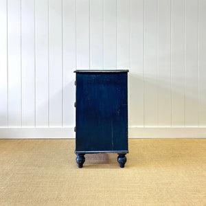 A Dark Blue English Pine Chest of Drawers Dresser c1890