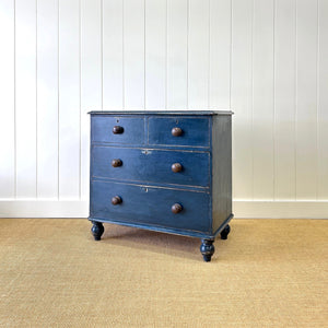 A Dark Blue English Pine Chest of Drawers Dresser c1890