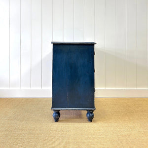 A Dark Blue English Pine Chest of Drawers Dresser c1890