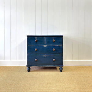 A Dark Blue English Pine Chest of Drawers Dresser c1890