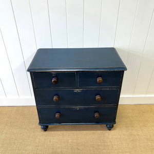 A Dark Blue English Pine Chest of Drawers Dresser c1890