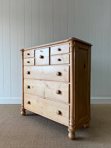 A Monumental Scottish Pine Chest of Drawers Dresser on Tulip Feet c1890