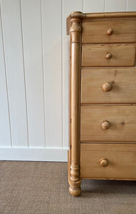 A Monumental Scottish Pine Chest of Drawers Dresser on Tulip Feet c1890