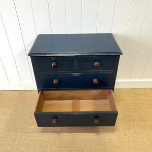 A Dark Blue English Pine Chest of Drawers Dresser c1890