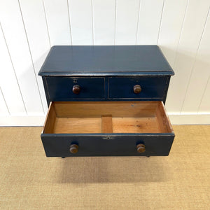 A Dark Blue English Pine Chest of Drawers Dresser c1890