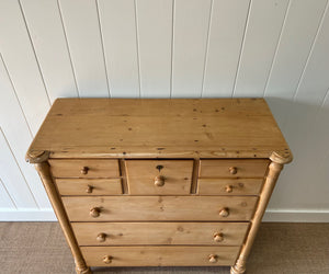A Monumental Scottish Pine Chest of Drawers Dresser on Tulip Feet c1890