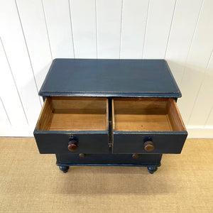 A Dark Blue English Pine Chest of Drawers Dresser c1890
