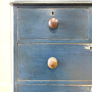A Dark Blue English Pine Chest of Drawers Dresser c1890