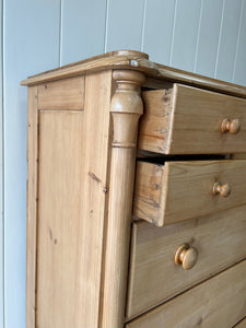 A Monumental Scottish Pine Chest of Drawers Dresser on Tulip Feet c1890