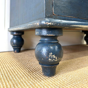 A Dark Blue English Pine Chest of Drawers Dresser c1890