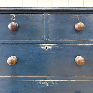 A Dark Blue English Pine Chest of Drawers Dresser c1890