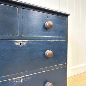 A Dark Blue English Pine Chest of Drawers Dresser c1890