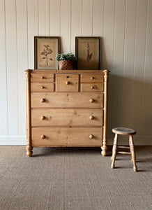 A Monumental Scottish Pine Chest of Drawers Dresser on Tulip Feet c1890