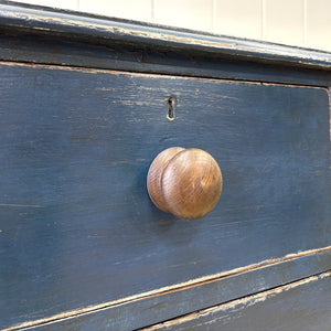 A Dark Blue English Pine Chest of Drawers Dresser c1890