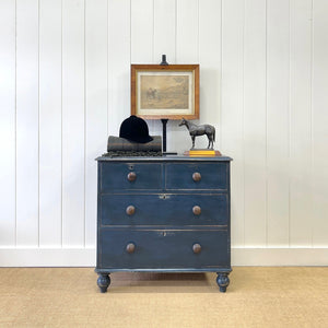 A Dark Blue English Pine Chest of Drawers Dresser c1890