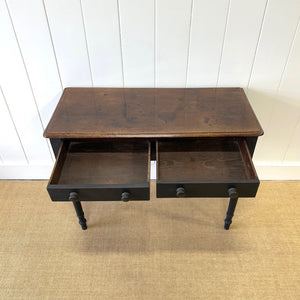 A Heavy Oak Ebonized Victorian Side Table or Console c1860